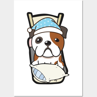 Cute bulldog is going to bed Posters and Art